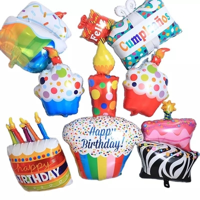 Un buon prezzo. I regali per torta di compleanno di nuovo stile all'ingrosso formano palloncini in mylar con lamina di elio per la decorazione di una festa per bambina di buon compleanno in linea