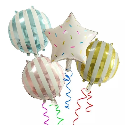 Un buon prezzo. Palloncino in mylar a elio con motivo a strisce rotonde da 18 pollici per la decorazione di feste Tik Tok in linea