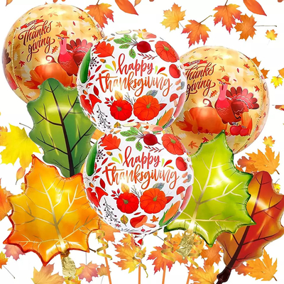 Un buon prezzo. Raccolto autunnale Foglie d'acero autunnale Palloncini Turchia Decorazioni per palloncini festa del Ringraziamento in linea