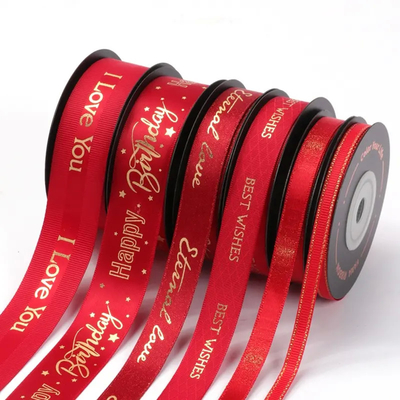 Un buon prezzo. Red Double Face Satin Grosgrain Stampato Nastro Imballaggio di Natale Regalo in linea