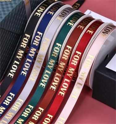 Un buon prezzo. Customizzare poliestere foglio oro stampato nastro satinato per regalo confezionamento scatola 9mm in linea