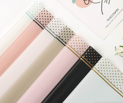 Buon prezzo Carta Hansu Wave Dot Border Rose Bouquet Carta di avvolgimento Traslucida Impermeabile in linea