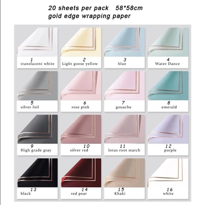 Buon prezzo Imballaggio regalo Fiorista Bouquet Carta di imballaggio Golden Border Rose stile coreano Mezzo trasparente in linea