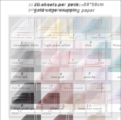 Buon prezzo Carta di avvolgimento a base di rosa a confine dorato semitransparente in stile coreano 58*58cm 20 fogli per confezione in linea