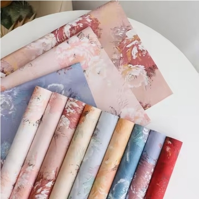 Buon prezzo Carta di avvolgimento di bouquet di fiori in stile coreano Vintage Rose Oil Painting Pattern Tissue Paper in linea