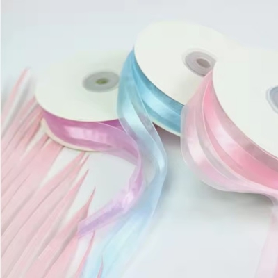 Un buon prezzo. Polyester Double Face Organza Ribbon Roll 1 pollice di larghezza per Arco regalo di artigianato di nozze in linea