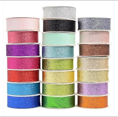 Un buon prezzo. Natalizio poliestere luccicante verde Glitter nastro per l' imballaggio regalo con colore personalizzato in linea