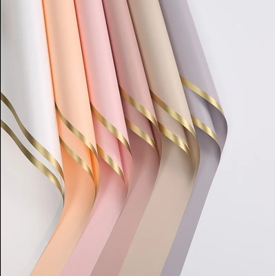 Buon prezzo 2024 Gold Edge Plastic Flower Wrapping Paper Multicolor Waterproof Spessore per fiori freschi in linea