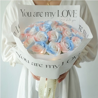 Un buon prezzo. regalo di San Valentino ghiaccio schiacciato sapone blu rosa bouquet di fiori per la ragazza bestie vita eterna fiore compleanno in linea