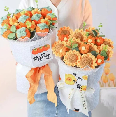 Un buon prezzo. Bouquet di girasole a maglia fatto a mano, regalo di compleanno per la ragazza/bestia, regalo creativo per la laurea in linea