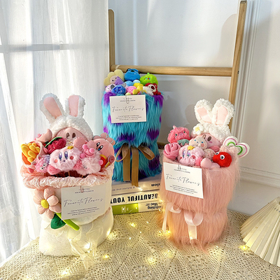 Un buon prezzo. Celebrate il giorno di San Valentino cinese con un bouquet di bambole di peluche regalo creativo per la ragazza in diversi colori in linea