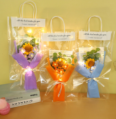 Un buon prezzo. 25x45cm Simulazione di girasole Filato a maglia Arrangamento floreale in linea