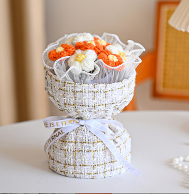 Un buon prezzo. Manifattura in lana a maglia Mini Puff Bouquet Belle varietà di fiori in più colori in linea