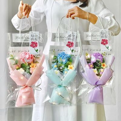 Un buon prezzo. Confezione a mano di garofano di girasole a maglia Bouquet creativo regalo pronto per il compleanno di Bestie/Natale Fiori di filato ispirati alla rosa in linea