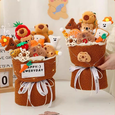 Un buon prezzo. Christmas Pawfect Leader Plush Toy Set Capybara Fiore Bouquet Kawaii Cartoon Regalo per San Valentino / compleanno in linea