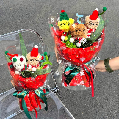 Un buon prezzo. Natale Twist-Tie cucciolo Plush Bouquet fatto a mano Cute cane regalo di fiori per il ragazzo / ragazza pronto per il regalo in linea