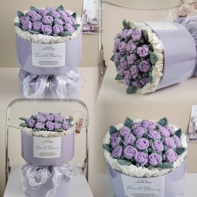 Un buon prezzo. Bouquet di fiori di lana a maglia a mano Bouquet di fiori creativi per insegnanti e mamme in occasione della Giornata internazionale della donna e della giornata degli insegnanti in linea