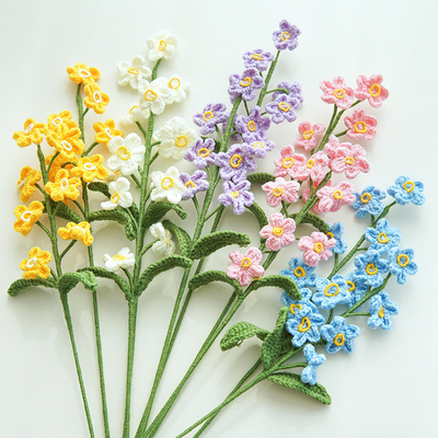 Un buon prezzo. 7x44cm artigianale a maglia Non dimenticarmi Bouquet Crochet Fiore artificiale con colori multipli in linea