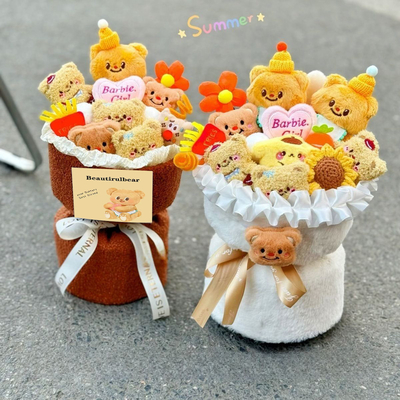 Un buon prezzo. Unico regalo per la Festa della Madre Butter Bear Plush Doll Bouquet in colori multipli per le donne amate in linea