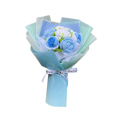 Un buon prezzo. Fiori creativi di girasole e rosa di lana Prodotto finito a maglia a mano Bouquet di fiori a maglia regalo San Valentino Fiori artificiali in linea