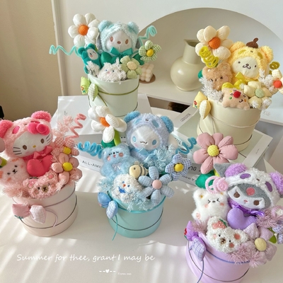Un buon prezzo. Piccola scatola di fiori ciambella cilindrica bouquet prodotto finito per la ragazza ciambella regalo creativo regalo di Natale souvenir in linea