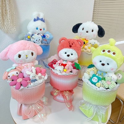 Un buon prezzo. Cina San Valentino Fatto a mano Bambola Bouquet Design cane a grandi orecchie Perfetto regalo per compleanno o souvenir Colori multipli in linea