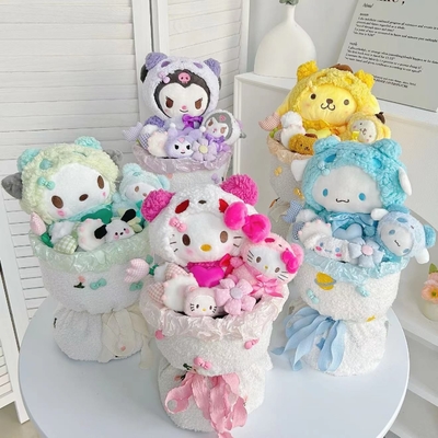 Un buon prezzo. Bouquet di fiori portatile cartone animato pupazzo di peluche bouquet regalo di compleanno per la ragazza regalo di compleanno di San Valentino cinese in linea