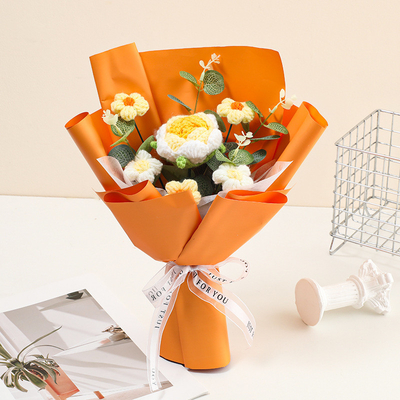 Un buon prezzo. Fiori di filato da 20x30 cm in colori multipli regalo floreale tessuto a mano per San Valentino o come bouquet a mano della sposa in linea
