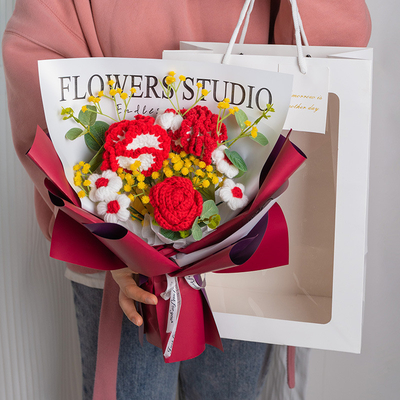 Un buon prezzo. 40x30cm Bouquet di filati a maglia di garofano bellissimo regalo per la festa della mamma in linea
