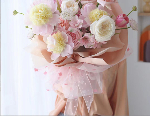 Un buon prezzo. cintura di garza da ombra di fiore, materiale da decorazione floreale a bolla di cotone, cravatta di bouquet, imballaggio regalo, nastro a polka dot, uso in fioraio in linea