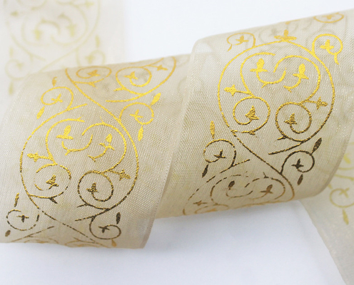 Un buon prezzo. Produttore abbigliamento da sposa personalizzato da 3,8 cm, imballaggio di fiori, timbro a caldo, cintura di garza coreana, imballaggio regalo fai da te, cintura di garza in linea