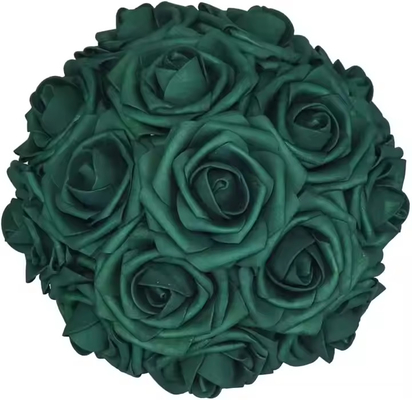 Un buon prezzo. Grosso rosa verde smeraldo scuro Fiori artificiali con fusto per bricolage Bouquets di nozze Centrali Disposizioni Ballo di bacio in linea