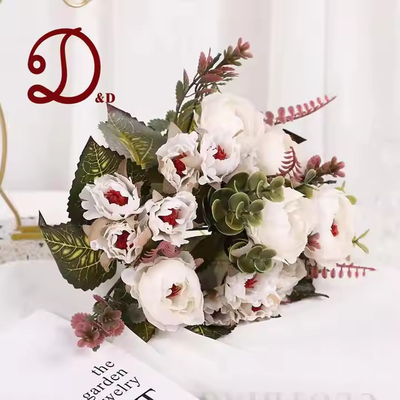Un buon prezzo. Ingrosso di alta qualità Pione naturale, chiodi di garofano, mazzo di fiori artificiali, nozze, fiori di rosa simulati, piante per la decorazione in linea
