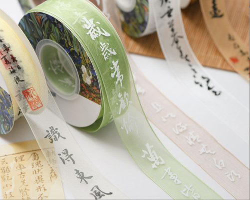 Un buon prezzo. 1984 Calligraphy Ribbon Chinese Style Flower Bouquet Ribbon Ancient Style Packaging Flower Shop Ribbon Bow Poem Word flower ribbon in linea