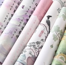 Un buon prezzo. Giorno di San Valentino Pittura a olio in stile antico Lotus Underglaze Bellezza Fiore Carta di imballaggio in linea
