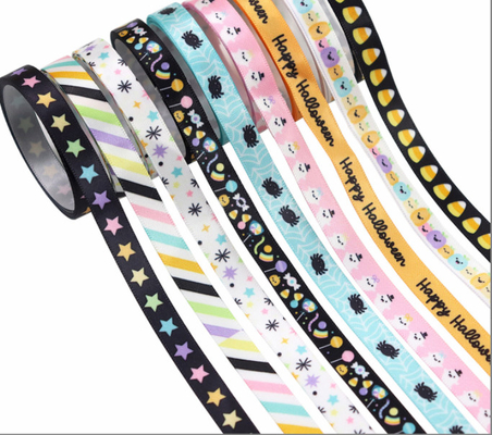 Un buon prezzo. 10mm New Product Halloween Scene Atmosphere Pumpkin Ghost Spider Candy Trick Maker Ribbon Atmosphere Decorative Ribbon in linea