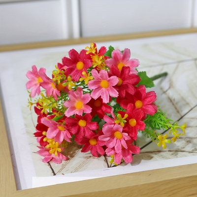 Un buon prezzo. Fiore simulato, piccola margherita, orchidea saltante, fiore finto artificiale, 28 teste, decorazione domestica del giardino, fiore di seta, progetto all'aperto, piccolo crisantemo selvatico in linea