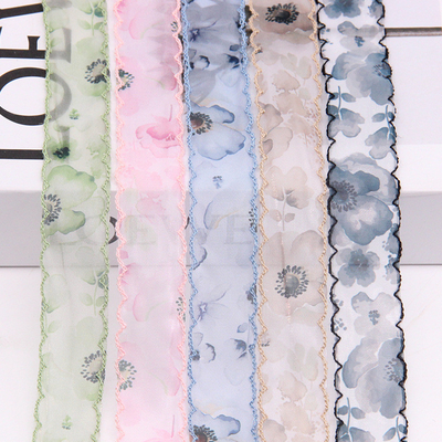 Un buon prezzo. Punto del produttore 2.5-5cm doppio orologio pizzo chiffon nastro stampato stile cinese accessori per capelli cappelli fai da te nastro di seta in linea