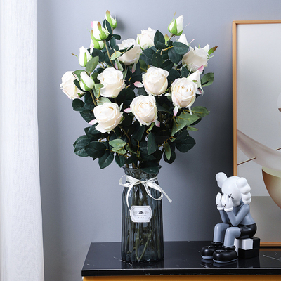 Un buon prezzo. Bouquet vero, soggiorno, armadietto TV, vaso decorativo, set di arrangiamenti floreali, decorazione floreale simulata, rosa idratante bulgara in linea
