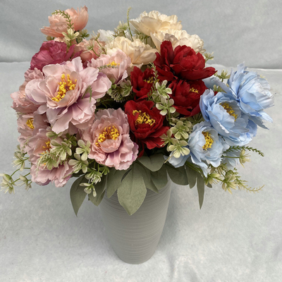 Un buon prezzo. Nuovo 6 teste Popo Peony Simulato Bouquet Nozze Guida stradale Set Fiori finti Casa Fotografia Requisiti Mano Fiore di seta industriale in linea