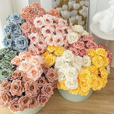 Un buon prezzo. Fiore Simulato Cappuccino a 7 Teste Fiore di seta Fiore Simulato Rose Bundle Rose Nozze Fiore Falso Decorazione Fiore Simulato Fiore Falso in linea