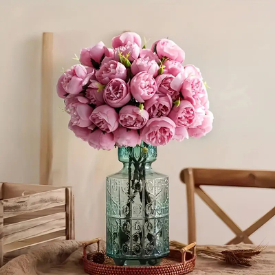 Un buon prezzo. Progetto di decorazione di fiori da tè a rosa simulato Outdoor Manufacturer Wholesale Fake Flower Rose Wedding Photography Requisite Decoration Arrangement in linea