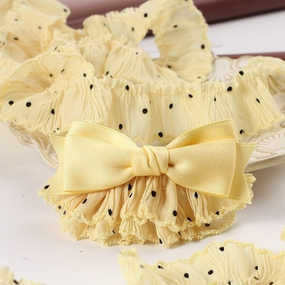 Accessori per capelli in nastro verde intrecciato per vestiti da neonato e gonne Lolita, orlo a pois increspato, 100m