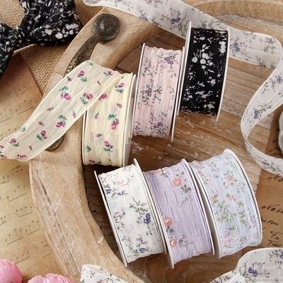 Fascia per capelli con bordo floreale stampato in poliestere per fiocco fai-da-te, nastro, cappello di paglia, confezione regalo, cinghie