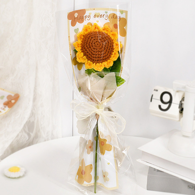 Un buon prezzo. Fiore di lana finita, fiore a maglia, girasole, girasole, fiore artificiale, fiore artificiale in linea