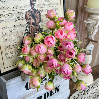 Un buon prezzo. 15 bocche di tè, fiori artificiali, bouquet di fiori artificiali, fiori fatti a mano, fiori da matrimonio, fiori di seta artificiale, allineamento giallico in linea
