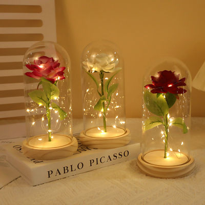 Un buon prezzo. Imitazione di rosa, fiore eterno, copertura in vetro, giorno della mamma, giorno di San Valentino, decorazione regalo di Natale e produttore di ornamenti all'ingrosso in linea