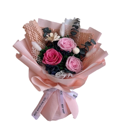 Un buon prezzo. Bouquets di fiori perenni, rose di fiori veri, ornamenti di fiori secchi, regali di Natale, San Valentino e del Festival Qixi, scatole regalo best seller transfrontaliere in linea