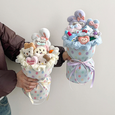 Un buon prezzo. Stoffa dopamina polka dot finita sapone bouquet rosa regalo di San Valentino per migliori amici e fidanzate in linea