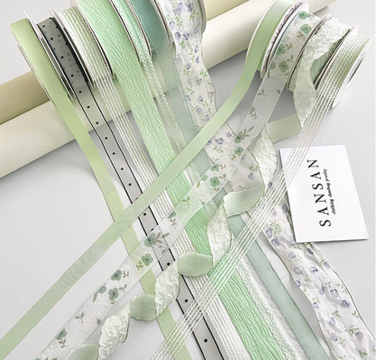 1cm Lavabile Menta Manbo Nastro Fiore Bouquet Galleggiante Fatto a Mano Design Floreale Fai da Te Regalo Torta Confezione Cinturino Decorativo
